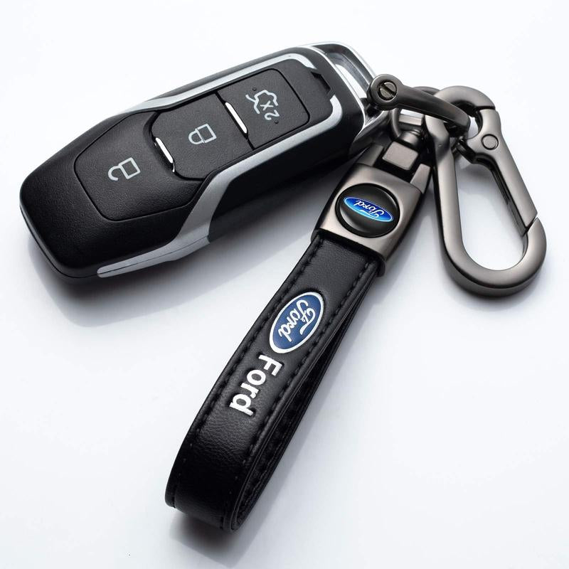 Car Key Chain with Logo Car Key Holder, Leather Keyring Fob Car Keychains