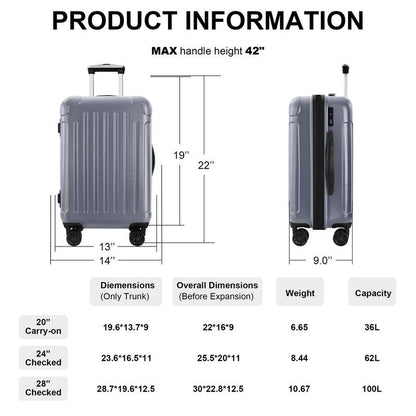 3-Piece Luggage Set with Rotating Wheels