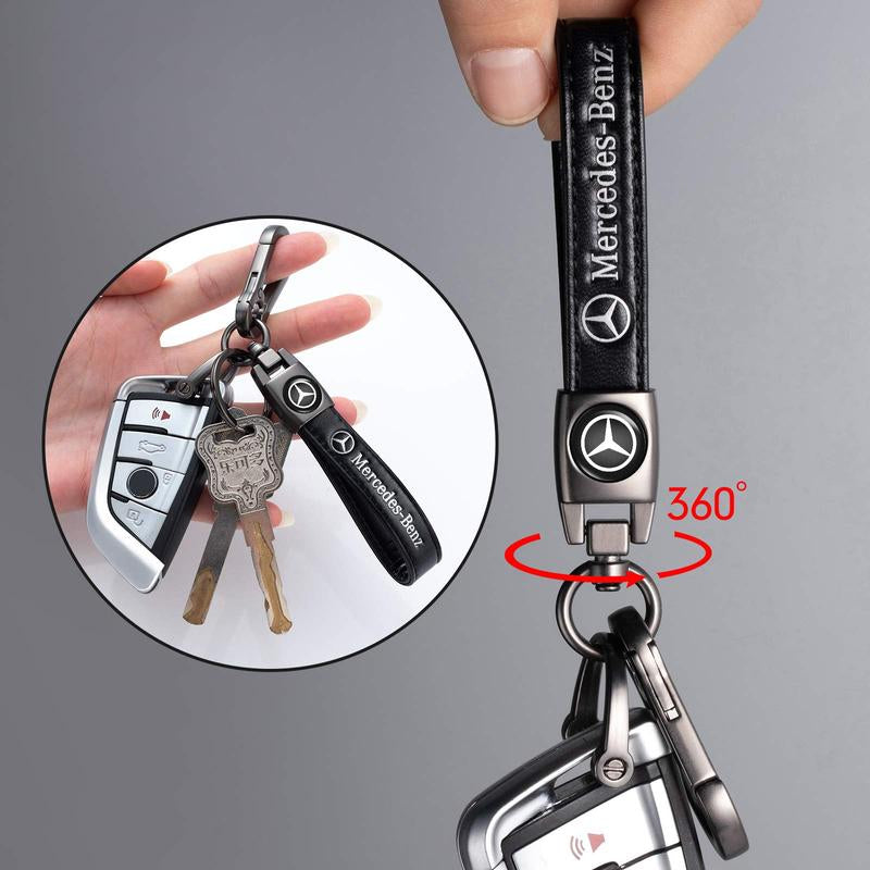 Car Key Chain with Logo Car Key Holder, Leather Keyring Fob Car Keychains