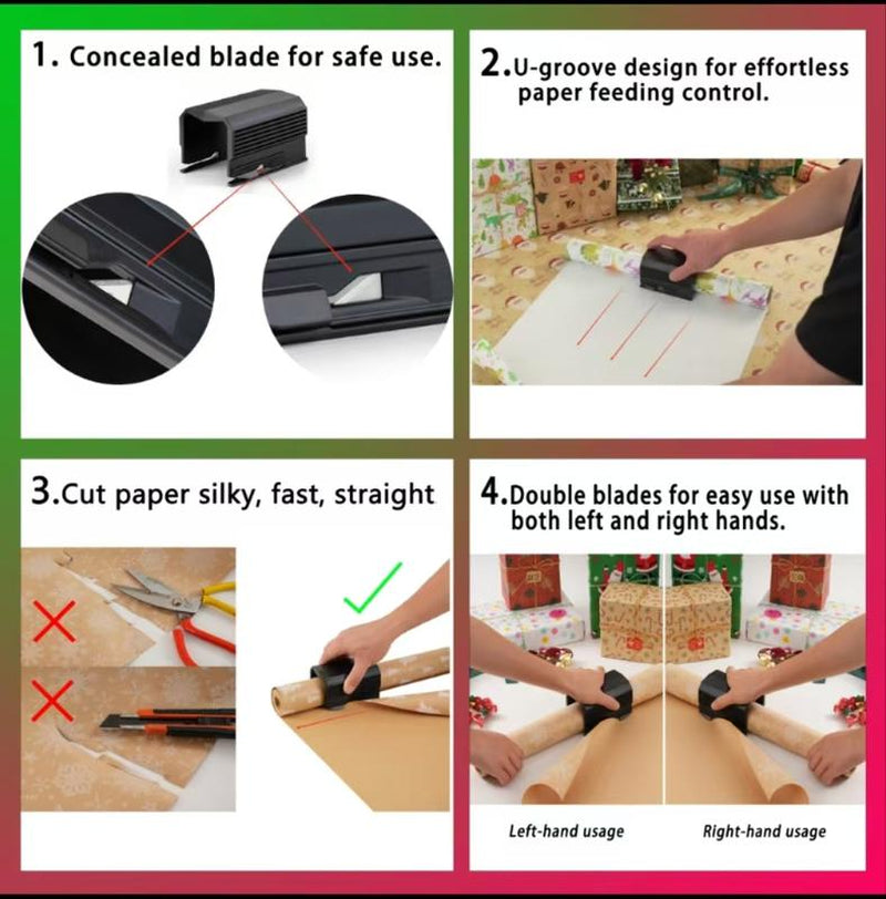 2-Pack Double-Sided Christmas Wrapping Paper Cutter